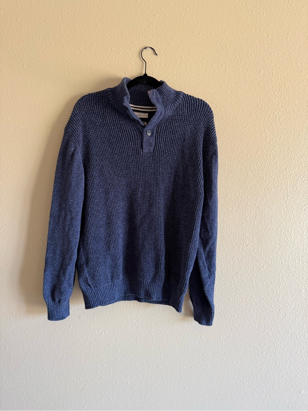 Men's Button-Quarter Knit Sweater in Navy
